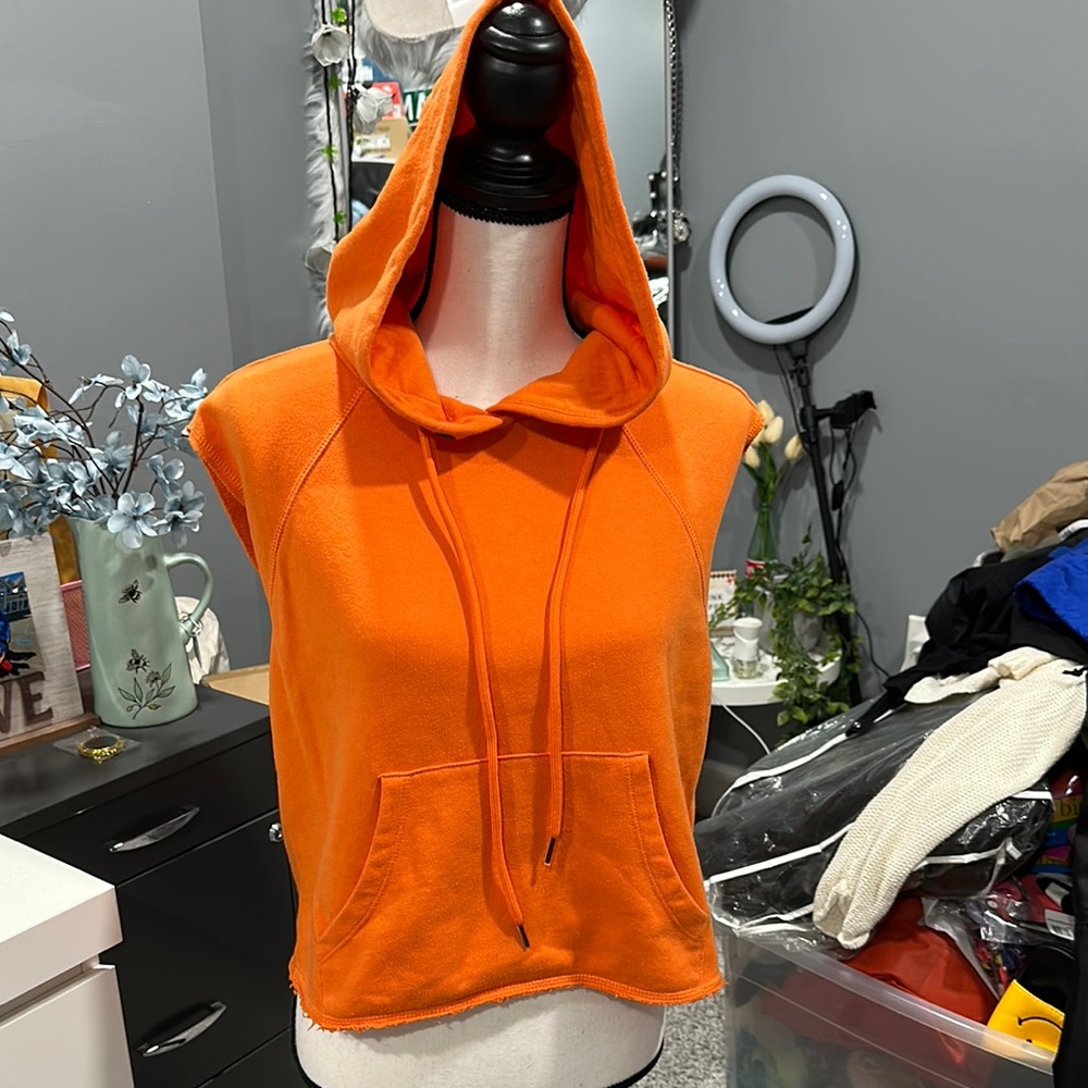 Forever 21 Orange Hooded Crop Top